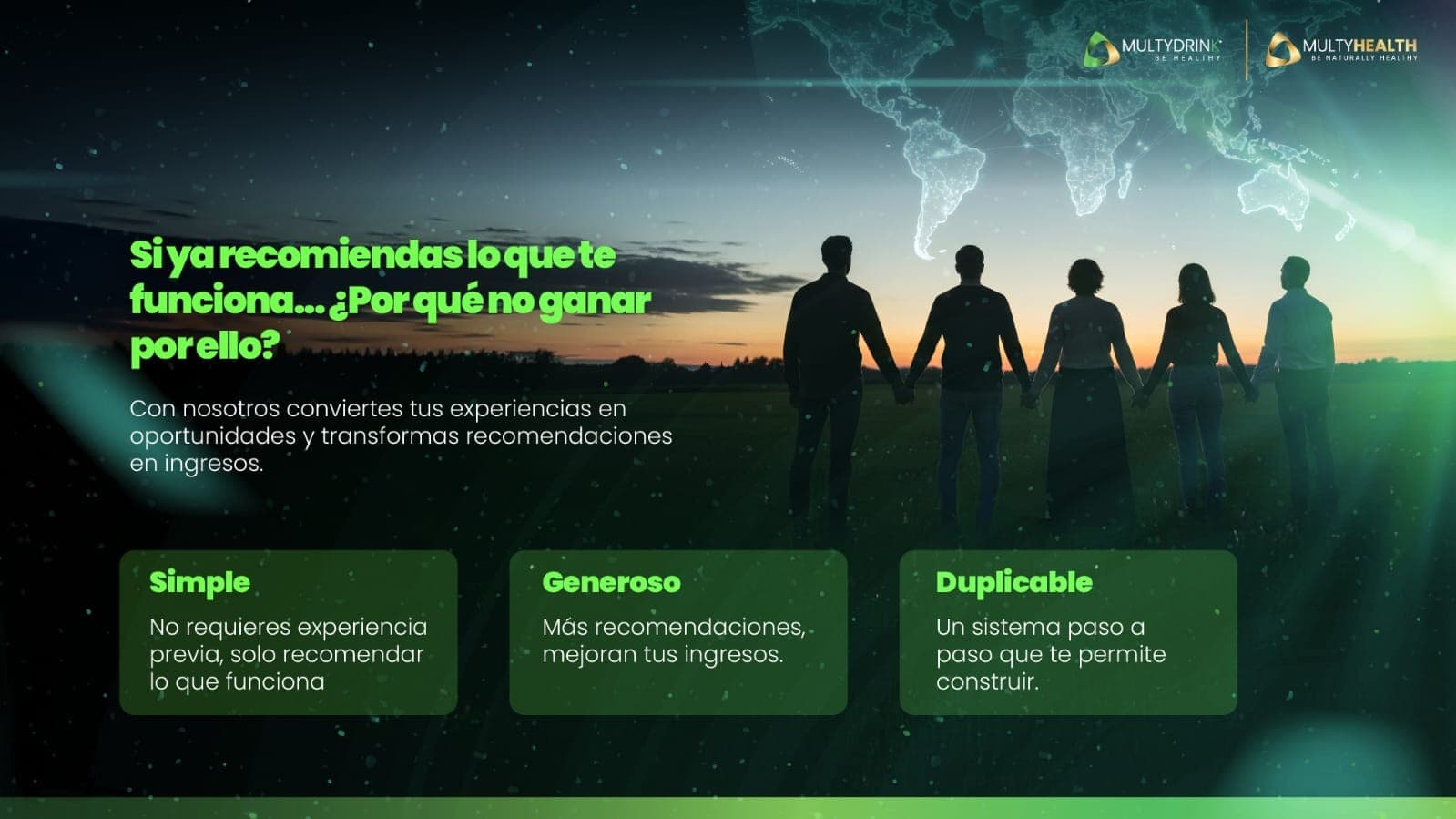 Si ya recomiendas lo que te funciona, ¿por qué no ganar por ello? Con MultyHealth conviertes recomendaciones en ingresos: es simple, generoso y duplicable.